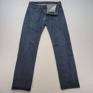 Levi's 501 Jeans Mens 34x34 Blue Straight Button Fly Mid Rise Denim